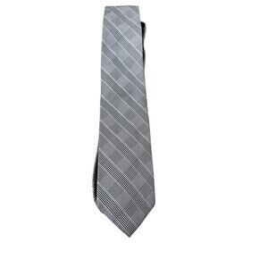 Lands' End Men's Gray 100% Silk Striped Patterned Handsewn Neck Tie
